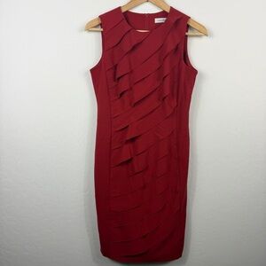 Calvin Klein Red Layered Midi Dress